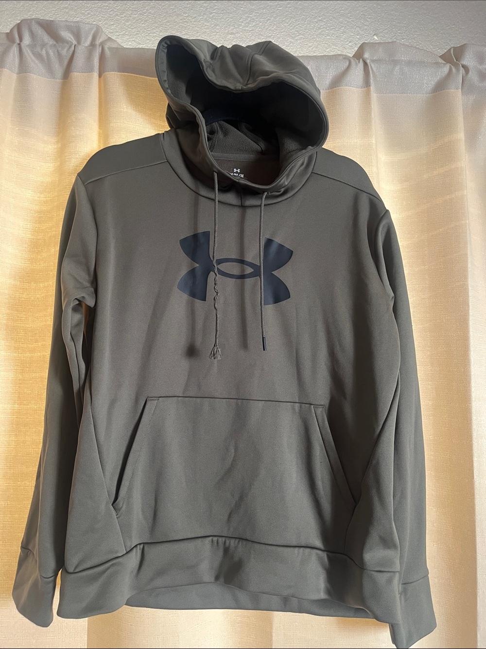 Under Armour Boys Olive Green Hooded Pullover with Black Logo